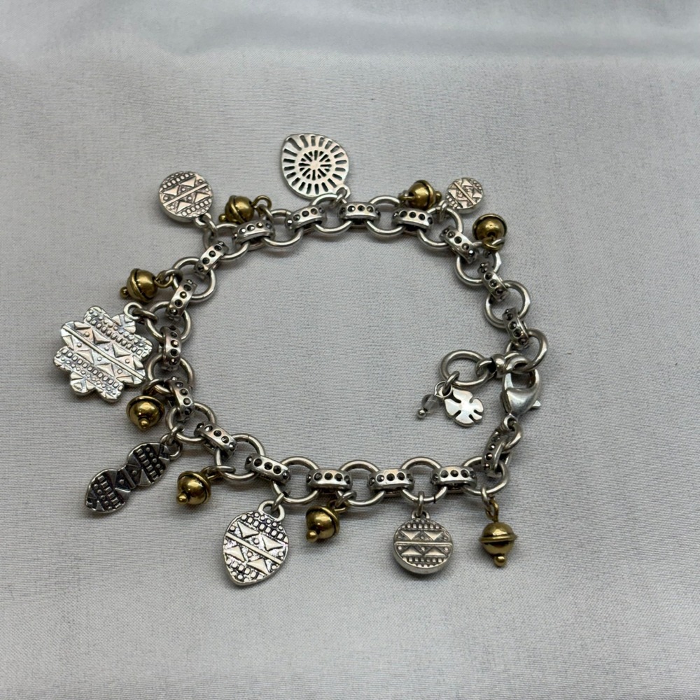 Lucky Brand Charm Bracelet Womens OS Silver Gold Two Tone Boho Y2K Excellent